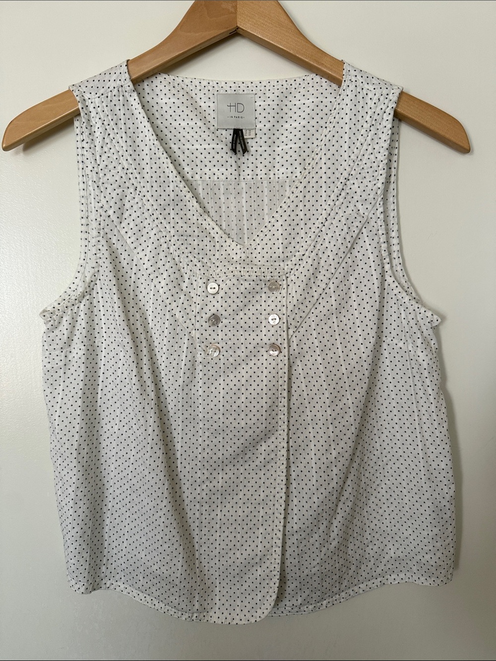 HD in Paris White Polka Dot Sleeveless Blouse from Anthropologie